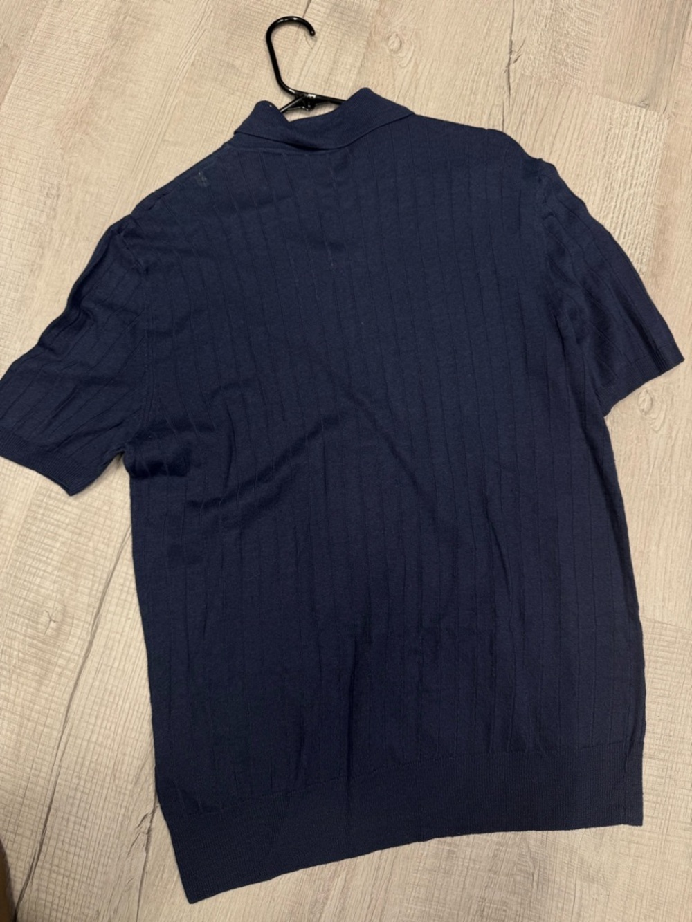 Barena Navy Short-Sleeve Polo with Subtle Rib - Picture 4 of 4